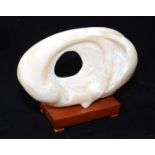 Max BARRETT (1937-1988) Untitled Alabaster carving Width 32 cm Height (including wooden stand) 26.