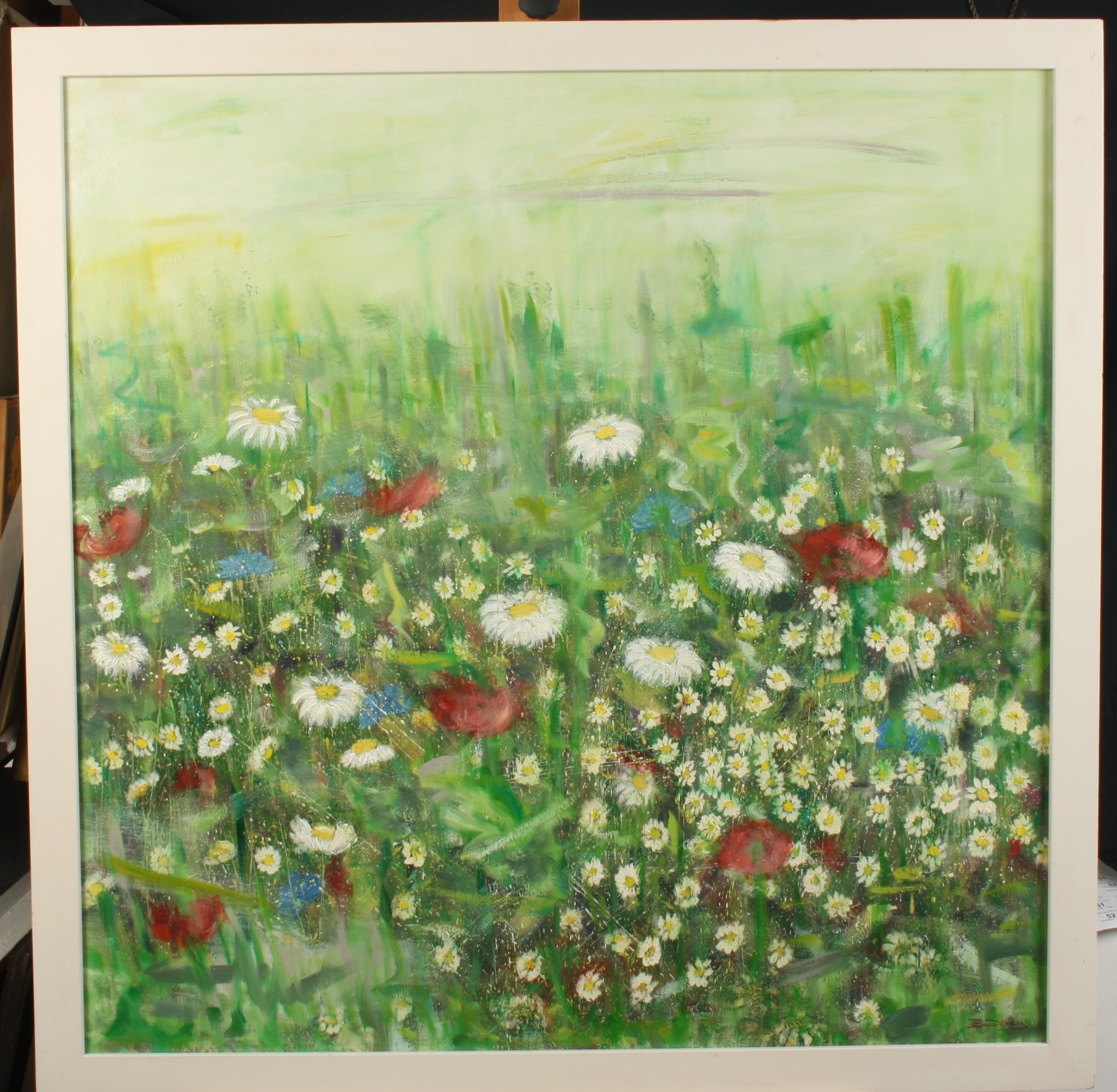 Rachel JEFFERY Hazy Daisy Meadow Oil on canvas Signed Further signed and inscribed to the back