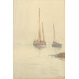 Charles William ADDERTON Boats at anchor Watercolour Initialled and dated '96 24 x 17cm
