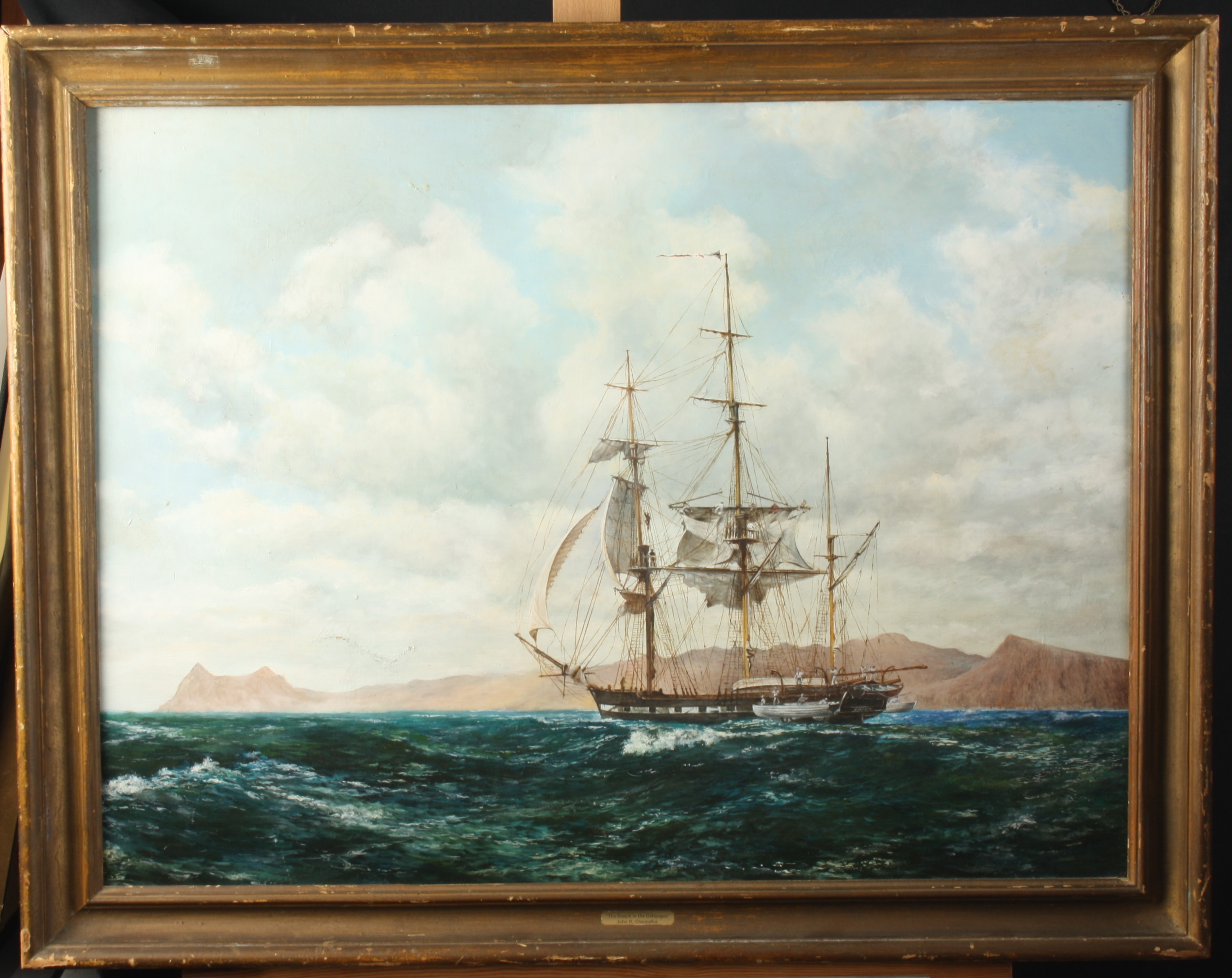 Follower of JOHN RUSSELL CHANCELLOR The Beagle in The Galapagos Oil on canvas 60 x 80cm - Image 2 of 2
