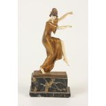 An Art Deco gilt bronze and ivory figure of a dancing lady by Paul Philippe (1870-1930),