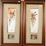 A pair of watercolours by Larry Greer, entitled 'The Scout' and 'Buffalo Headdress',