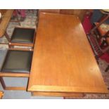 A Danish style teak dining table and six chairs, each with revolving seats, table height 65cm,