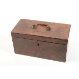 A mahogany tea caddy, early 19th century, height 15.5cm, width 29.5cm, depth 14.5cm.