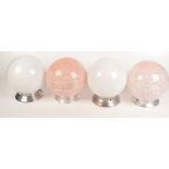 Two pink mottled glass ceiling light shades, height 22cm,