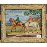 A woolwork picture entitled 'Country Life', early 20th century,