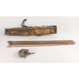 A Pygmy quiver and arrows with leaf flights from Ituri forest, Congo 1976,