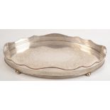 A large oval twin handled pierced gallery tray.