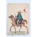 A South American watercolour of a horseman, 19th century, 21 x 14.9cm.