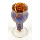 A Norman Stuart Clarke glass goblet, signed, height 18.5cm.