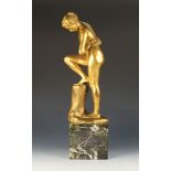 A Max Klinger gilt bronze figure, 'Badende' (Bather),