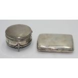 A plain Victorian silver cigarette case and a small plain silver jewel box.