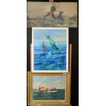 An oil on canvas of a lifeboat, signed Oram,
