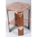A copper clad octagonal occasional table, height 63cm, width 46cm.