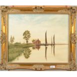 Anthony Speed, oil on canvas, river scene, in gilt frame, 39 x 49.5cm.