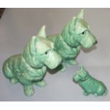 Two green sylvac large terriers, each with mould No. 1209, height 29.