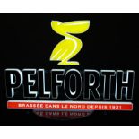 An illuminated bar sign for Pelforth on a metal stand, 60 x 44cm.