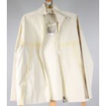 A cream Mandarina Duck jacket with waterproof yellow seam detailing, made in Italy,
