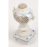 A Chinese blue and white pierced porcelain incense burner,