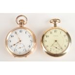 A Elgin open face gold plated pocket watch, the 15 jewel movement numbered 4306758,