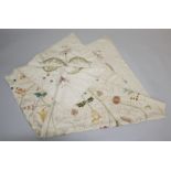 A cream cotton tablecloth, decorated with floral embroidery, 196 x 380cm.