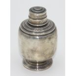 An Art Deco silver tea caddy, 3.9oz.