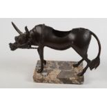 A Japanese bronze censer, in the form of a buffalo, height 16cm,