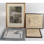 Mining memorabilia, to include three framed share certificates, South Crofty,