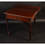 A Chippendale style fold top rectangular mahogany tea table, with single drawer,