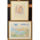 A watercolour of a female nude, signed Susan Keeble,