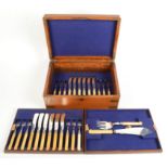 A silver William Hutton & Sons Ltd suite with carved bone handles comprising a set of six fish