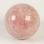 A rose quartz sphere, diameter 13.5cm.