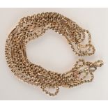 A 9ct gold long guard chain 23.4g.