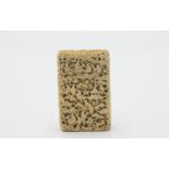 A Chinese Canton ivory card case of rectangular form,