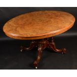 A Victorian burr walnut breakfast table,