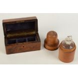 A Victorian burr walnut tantalus box, height 9cm,