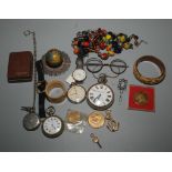 A 19th century silver cased open face key wind pocket watch and silver chain, three other watches,