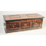 A 16th or 17th century Venetian cypress wood boarded chest or cassone,