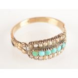 A Victorian gold turquoise and pearl ring.