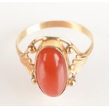 A 14ct gold Scandinavian ring set a carnelian.