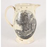 A Leeds pottery jug, early 19th century, decorated to one side with a courting couple,