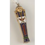 An Egyptian silver gilt mummy pendant/propelling pencil.