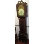 A mahogany longcase clock, early 19th century, with an arched painted dial, height 210cm,