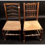A 19th century ladderback dining chair, height 93.