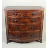 A good Scottish mahogany bow front chest of drawers, early 19th century,