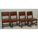 A set of four Cromwellian style oak chairs, early 20th century,