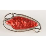 A Newlyn Art Nouveau silver and red enamel brooch, signed Newlyn Enamel, maximum 37.6mm.