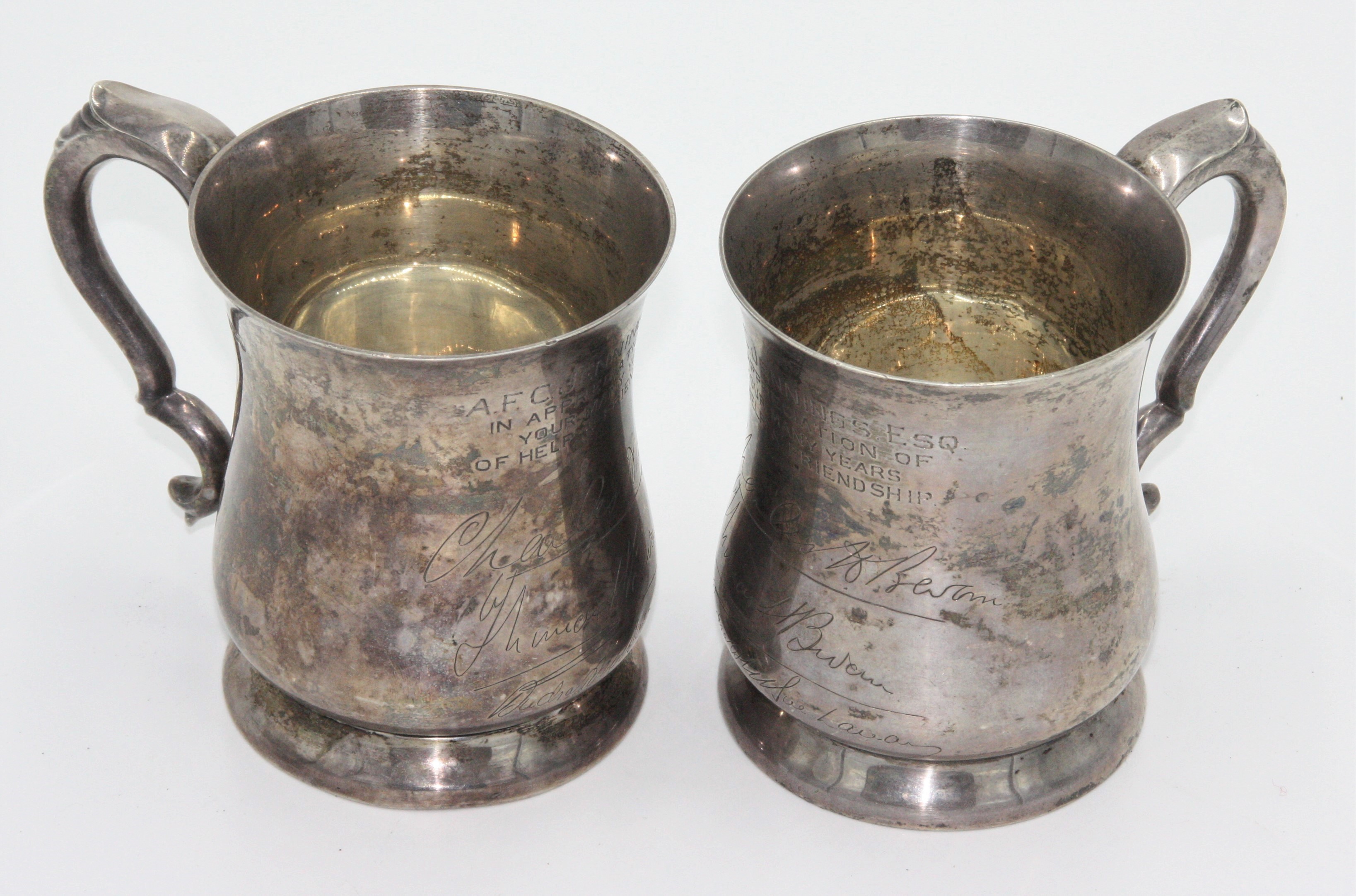 Two silver mugs, 23.4oz.