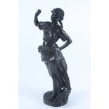 A French bronze figure of a lady signed E. Laurent, 19th century, height 52cm.