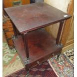 A Victorian mahogany two tier whatnot, with a single drawer on turned tapering legs, height 69cm,